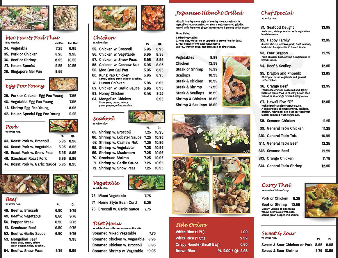 Menu China Garden Restaurant
